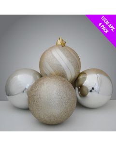 Davies Products Luxury Christmas Baubles - 4 x 15cm Champagne