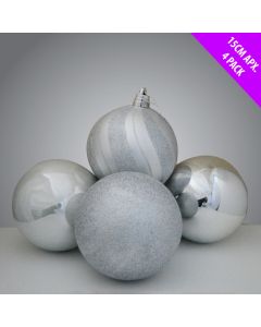 Davies Products Luxury Christmas Baubles - 4 x 15cm Silver