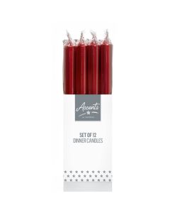 Premier Christmas Dinner Candles - Pack 12 - Red - 25cm