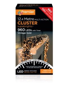 Premier Multi Action Supabrights Cluster Lights With Timer 960 LED Vintage Gold/Green