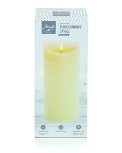Premier Textured LED Candle With Timer - 23 x 9cm Cream