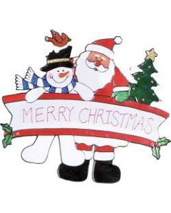 Santa With Snowman Window Sticker - 38cm