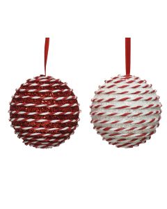 Kaemingk Christmas Foam Bauble With Hanger Red White 10cm