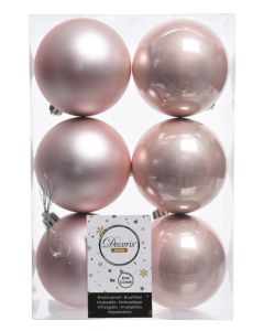 Kaemingk Shatterproof Plain Christmas Baubles Pack of 6 - 8cm Blush Pink