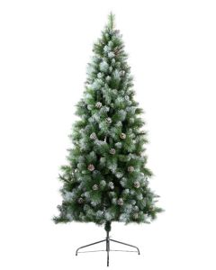 Kaemingk Green/White Frosted Norwich Pine Christmas Tree - 7ft