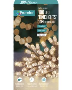 Premier 100 LED Multi Action Battery Operated TIMELIGHTS™ Warm White/Clear