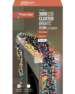 Premier Multi Action Cluster Brights With Timer 3000 LED Multi/Green