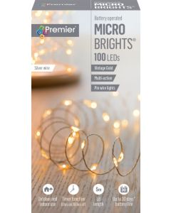 Premier Multi Action Battery Operated Microbrights - 100 LED Vintage Gold