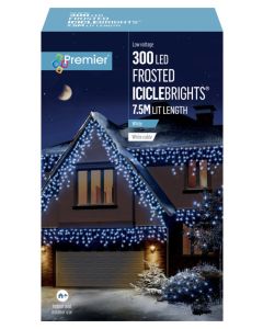 Premier Christmas 300 LED Multi Action Frosted Cap Icicles - White
