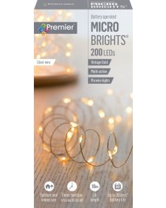 Premier Multi Action Battery Operated Microbrights 200 LED Vintage Gold