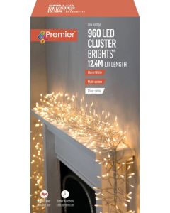 Premier Multi Action Cluster Brights With Timer 960 LED Warm White/Clear