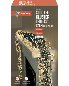 Premier Multi Action Cluster Brights With Timer 3000 LED Warm White/Green