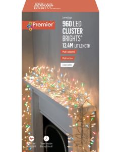 Premier Multi Action Cluster Brights With Timer 960 LED White/Clear