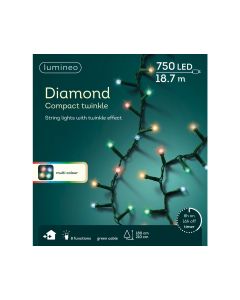 Kaemingk Diamond 750 LED Compact Twinkle Lights 1870cm Multi Coloured