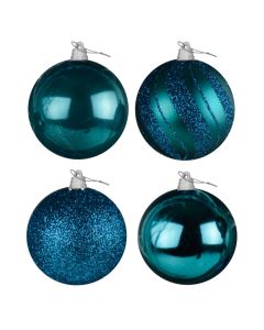 Davies Products Luxury Christmas Tree Baubles - Set of 4 - 15cm - Kingfisher