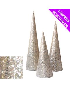 Davies Products Gold Deco Cones Christmas Decoration - Set of 3