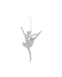 Davies Products Glitter Ballerina Christmas Tree Bauble - 16cm Silver