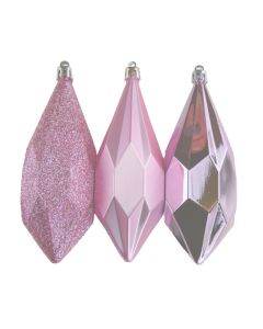Davies Products Geo Drops Christmas Tree Baubles - Pack of 3 - 14cm Blush