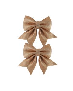 Davies Products 2 Luxury Glitter Bows Christmas Decoration - 12cm x 13cm Red Gold