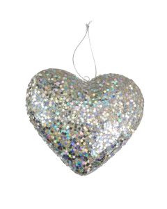 Davies Products Solid Glitter Heart Christmas Tree Bauble - 13.5cm Champagne