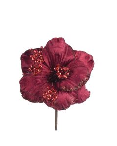 Davies Products Hibiscus Pick Christmas Decoration - 13cm Red