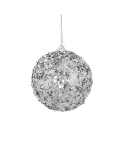 Davies Products Maxi Sequin Christmas Tree Bauble - 10cm Silver