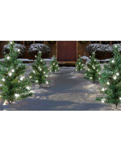 Premier 6 Mini Christmas Tree PathLights - White - 6 x 15 LED