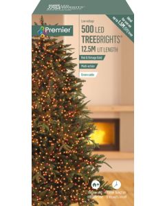 Premier Multi Action Treebrights With Timer 500 LED Red & Vintage Gold/Green