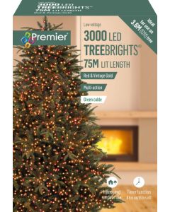 Premier Multi Action Treebrights With Timer 3000 LED Red & Vintage Gold/Green