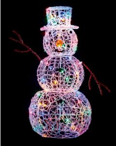 Premier Multi Action Christmas Lit Snowman 90cm - 80 Multi Coloured LEDs