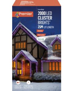 Premier Multi Action Cluster Brights With Timer 2000 LED Rainbow/Green