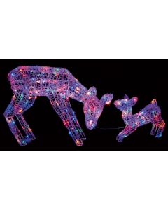 Premier Multi Action Mother & Baby Deer 70-38cm 230 Multi Coloured LEDs