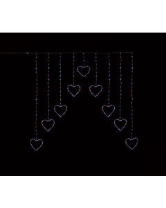 Premier Christmas Heart Shape V Curtain Rainbow LED 1.2m