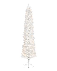 Premier Prelit White Pencil Pine Christmas Tree - 2m Warm White