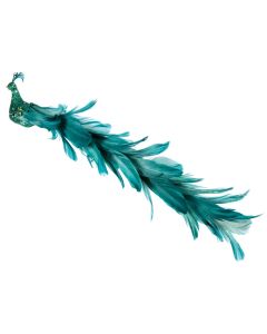 Premier Christmas Glitter Peacock Long Tail - 38cm Dark Green