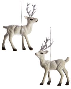 Premier Christmas Flock Deer - 11.5cm Grey