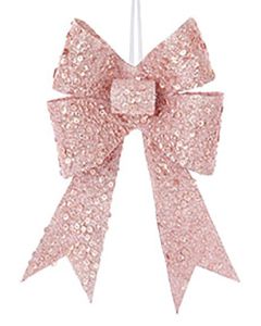 Premier Beaded Christmas Decoration Glitter Bow Clip - 20cm Pink