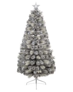 Premier Fibre Optic Silver Tipped Fir White Christmas Tree LED 1.8m 6ft