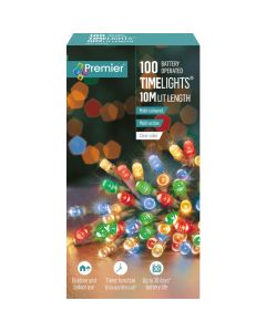 Premier 100 LED Multi Action Battery Operated TIMELIGHTS™ -  Multi/Clear Cable