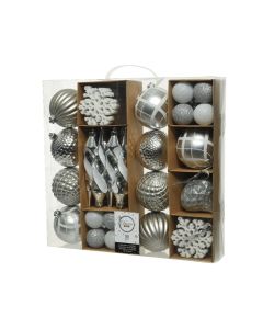 Kaemingk Mixbox Shatterproof Baubles 8cm Silver/Col