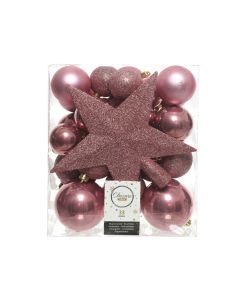 Kaemingk Christmas Shatterproof Baubles 8cm Velvet Pink 33 piece set