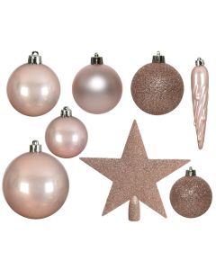 Kaemingk Christmas Shatterproof Baubles 8cm Blush Pink 33 piece set