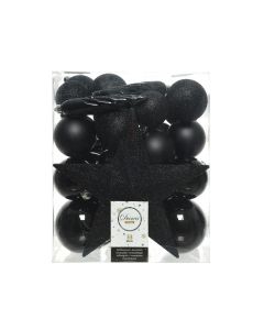 Kaemingk Christmas Shatterproof Baubles 8cm Black 33 piece set