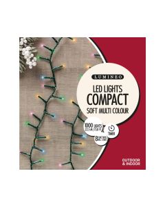 Lumineo 1000 LED Compact Christmas Lights 2250cm Soft Multi Coloured