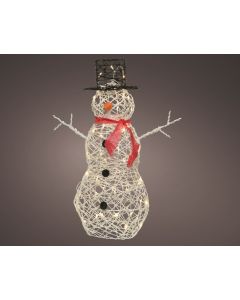 Lumineo Christmas LED Wicker Snowman 22cm Warm White LEDs