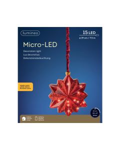 Lumineo Micro LED Star Christmas Red 19cm Classic Warm