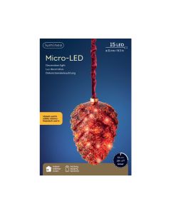 Lumineo Micro LED Pinecone Christmas Red 15cm Classic Warm