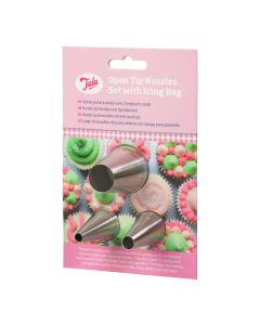 Tala - 3 Open Tip Nozzles With Icing Bags