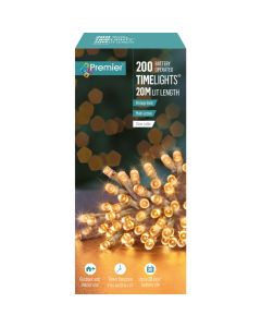 Premier Multi Action Battery Operated TIMELIGHTS™ 200 LED Vintage Gold/Clear Cable