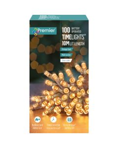 Premier 100 LED Multi Action Battery Operated TIMELIGHTS™ - Vintage Gold/Clear Cable